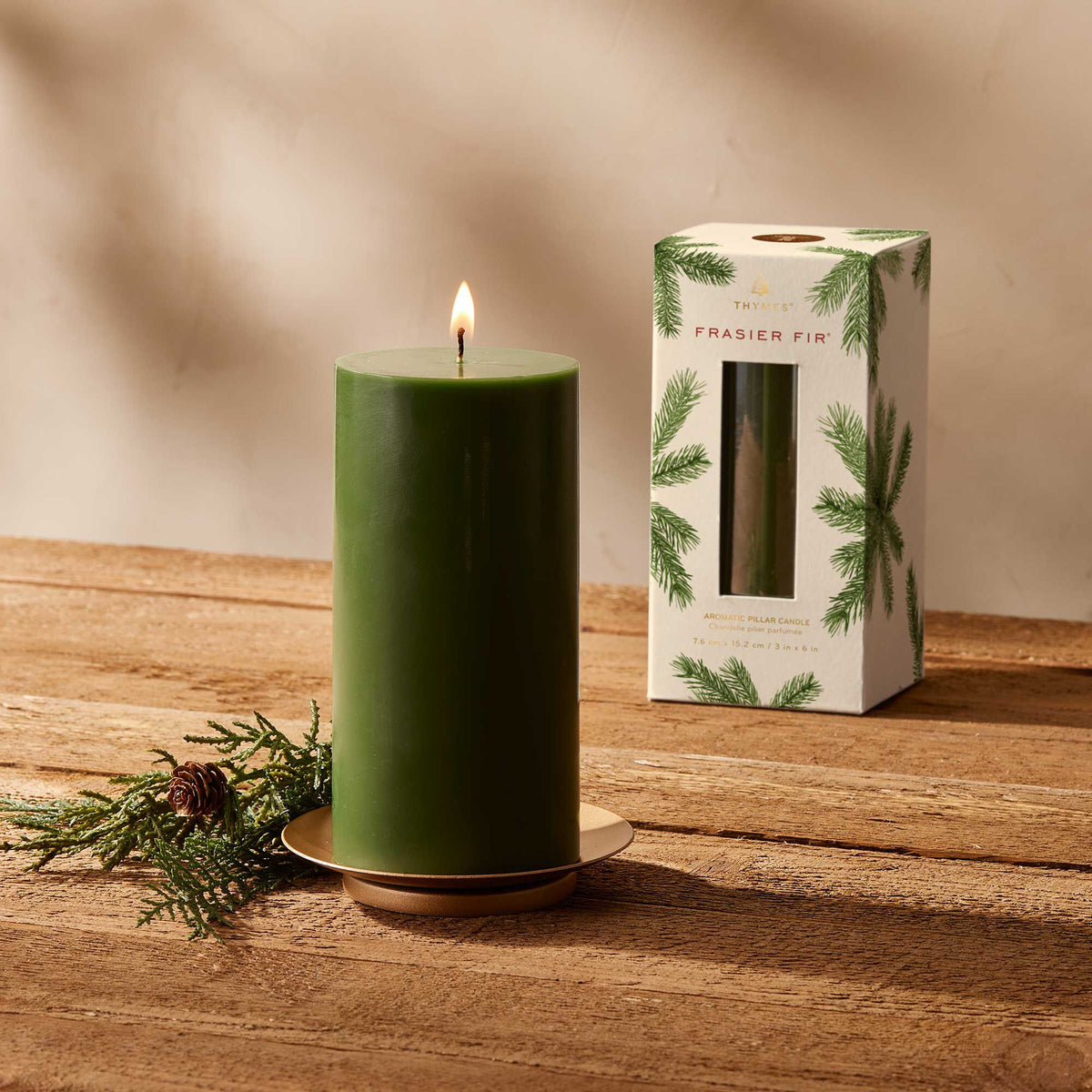 Frasier Fir Pillar Candles 3x3 Green Pillar Candle - Digs N Gifts